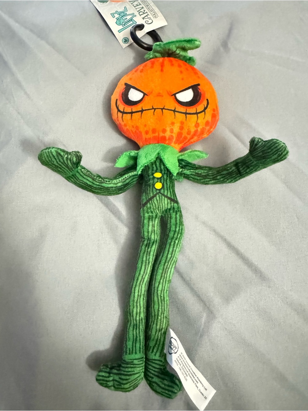 Creepy Pumpkin Plush Doll for Kids - Green & Orange